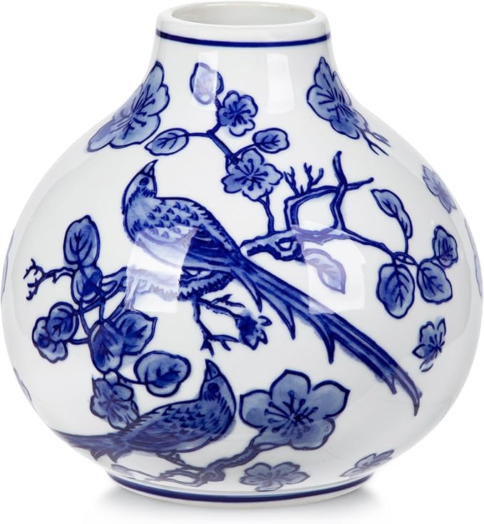 Blue and White Vase Porcelain Vases Small Chinoiserie Vase Classic Ceramic Chinese Floral Vase for Bedroom Living Room Console Table Accent Shelf Tabletop Decor