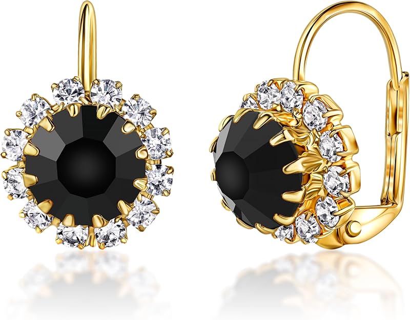 Brazel 18K Gold Plated Crystal Flower Earrings for Women