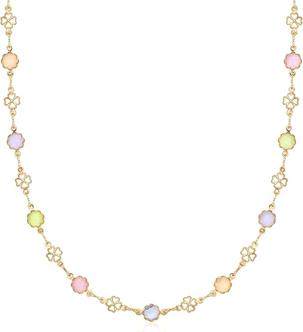 18K Gold Plated Multicolor Flower Necklace for Women, 16-24 Inches With 2 Inches Extension - Made In Brazil
