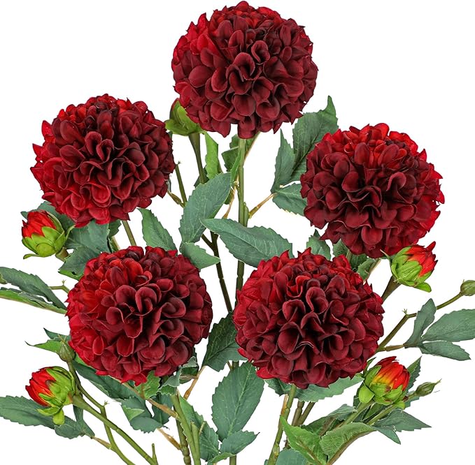 5PCS Dahlia Fall Flowers Artificial for Decoration 24.8