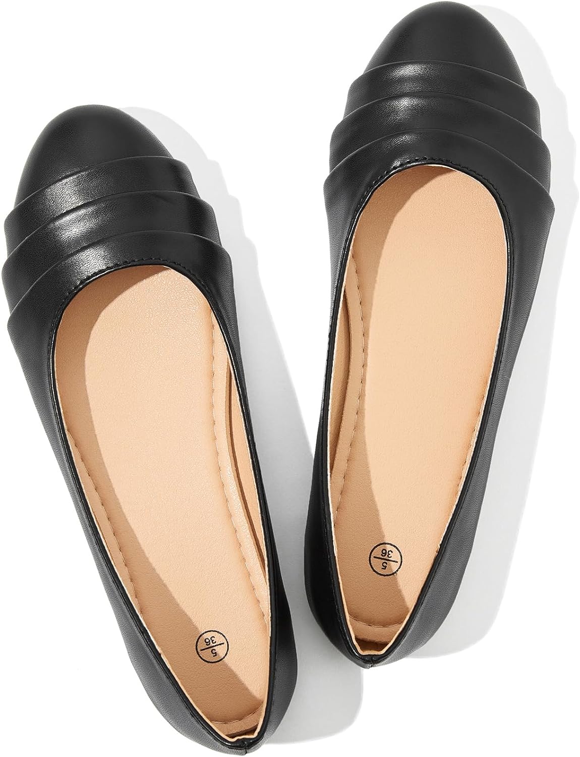 Flats for Women Dressy Comfortable Flats Shoes Womens Black Flats Leather Work Ballet Flats Round Toe Dress Shoes