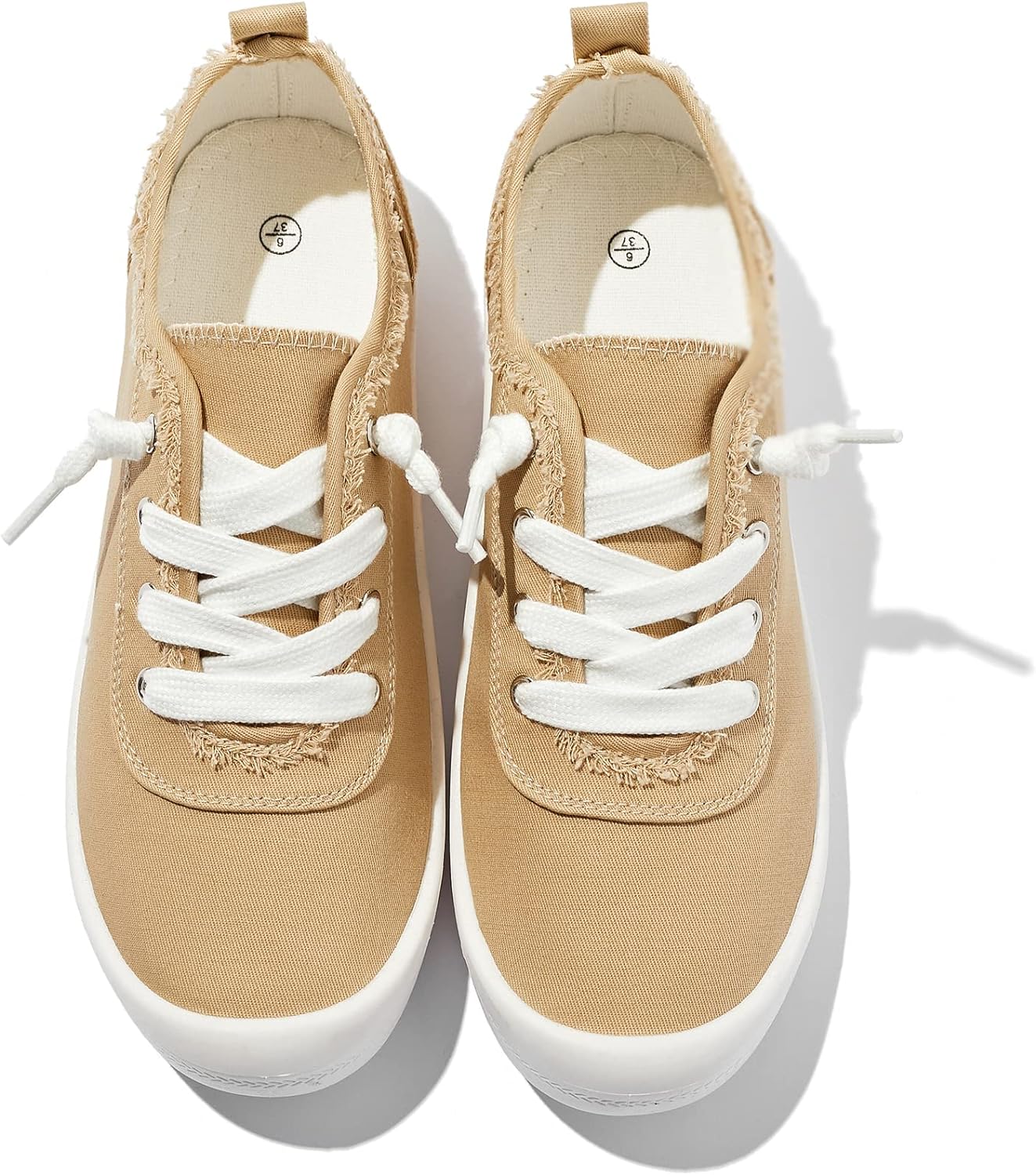 Slip On Shoes Women Casual Shoes Comfortable Canvas Sneakers Cute Shoes Tennis Shoes for Women Slip On Sneakers(Apricot,US11)