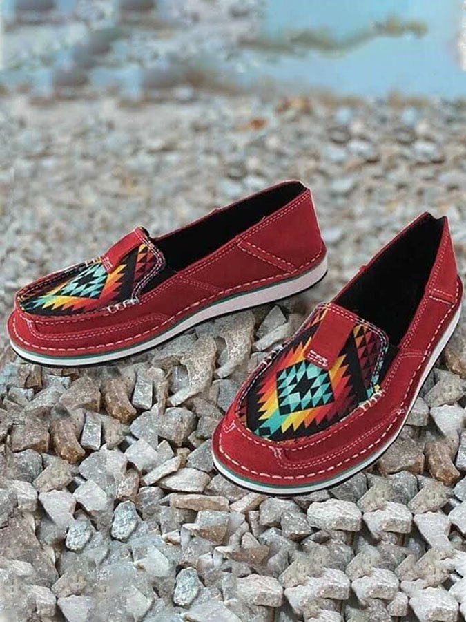 Retro Geometric Pattern Casual Shoes