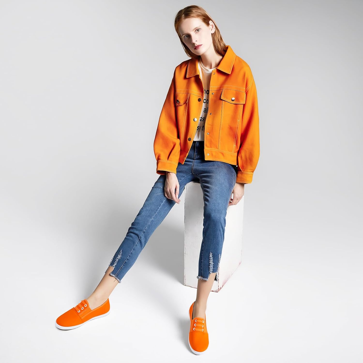 Women's Canvas Slip on Sneakers Casual Slip on Walking Shoes Womens Tennis Shoes Flat Dress Shoes Non Slip Work Shoes