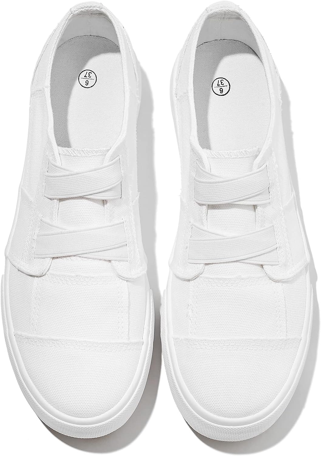 Womens Slip on Shoes Patchwork Canvas Fashion Sneakers Casual Tennis Shoes Walking Flat Shoes(White,US8)