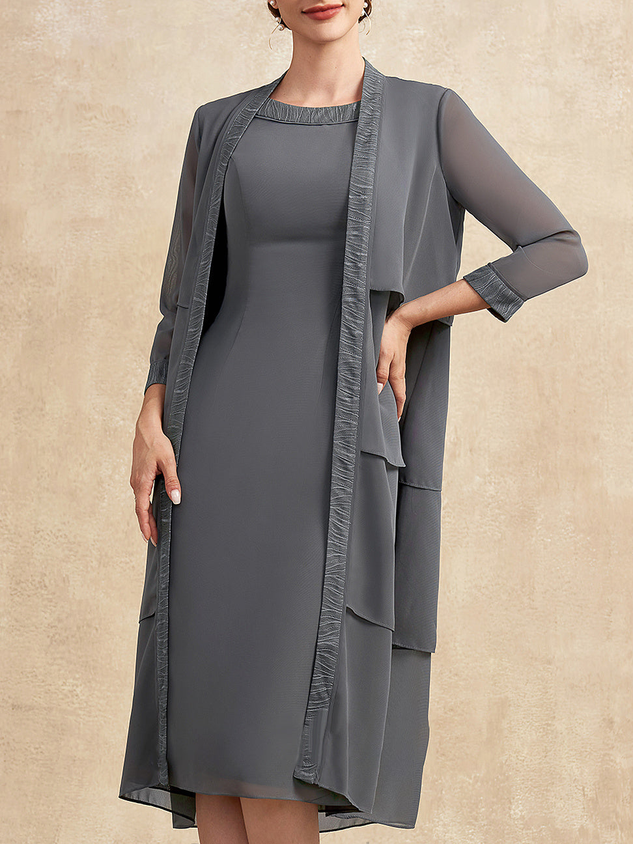 Crew Neck Regular Fit Elegant Two-Piece Set