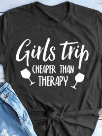 Girls trip Letter Short Sleeve T-shirt