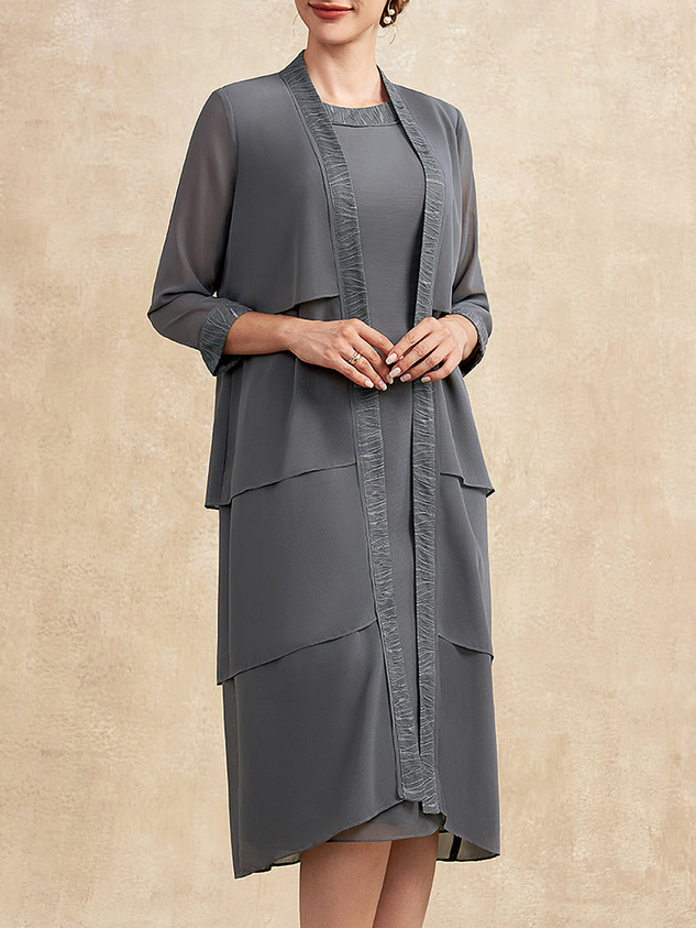 Crew Neck Regular Fit Elegant Two-Piece Set