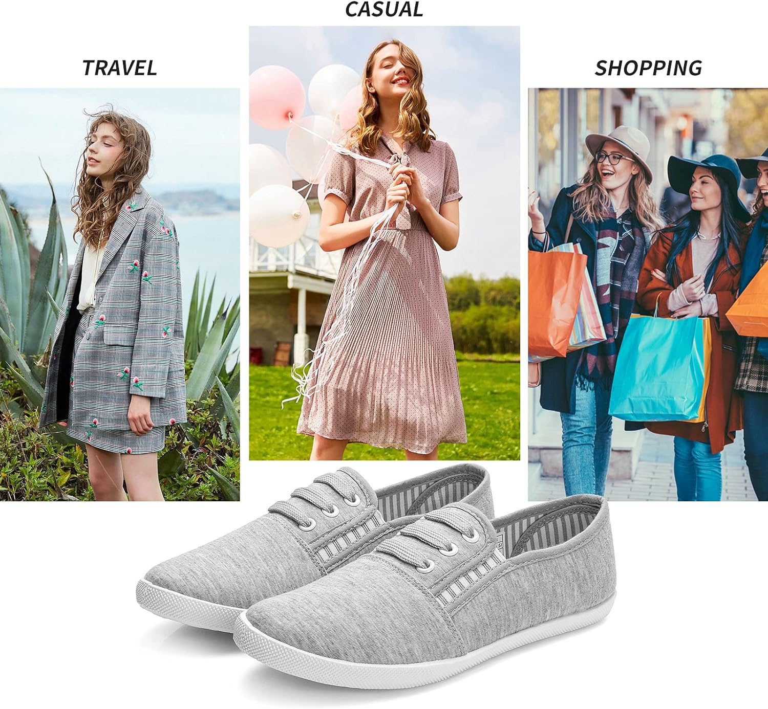 Women's Canvas Slip on Sneakers Casual Slip on Walking Shoes Womens Tennis Shoes Flat Dress Shoes Non Slip Work Shoes