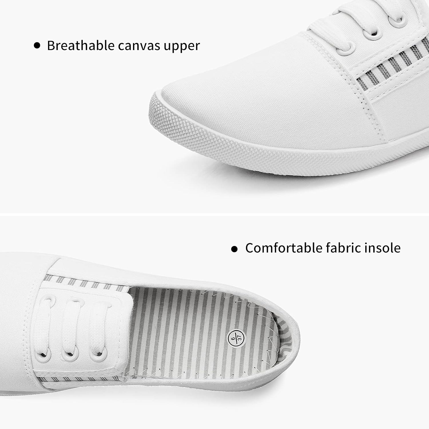 Women's Canvas Slip on Sneakers Casual Slip on Walking Shoes Womens Tennis Shoes Flat Dress Shoes Non Slip Work Shoes