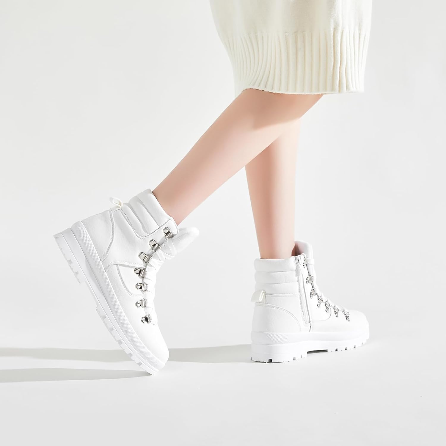 Women's Ankle Boots Winter Snow boots Fur Lined Warm Booties Girls Snow boot Lace Up Ankle boot