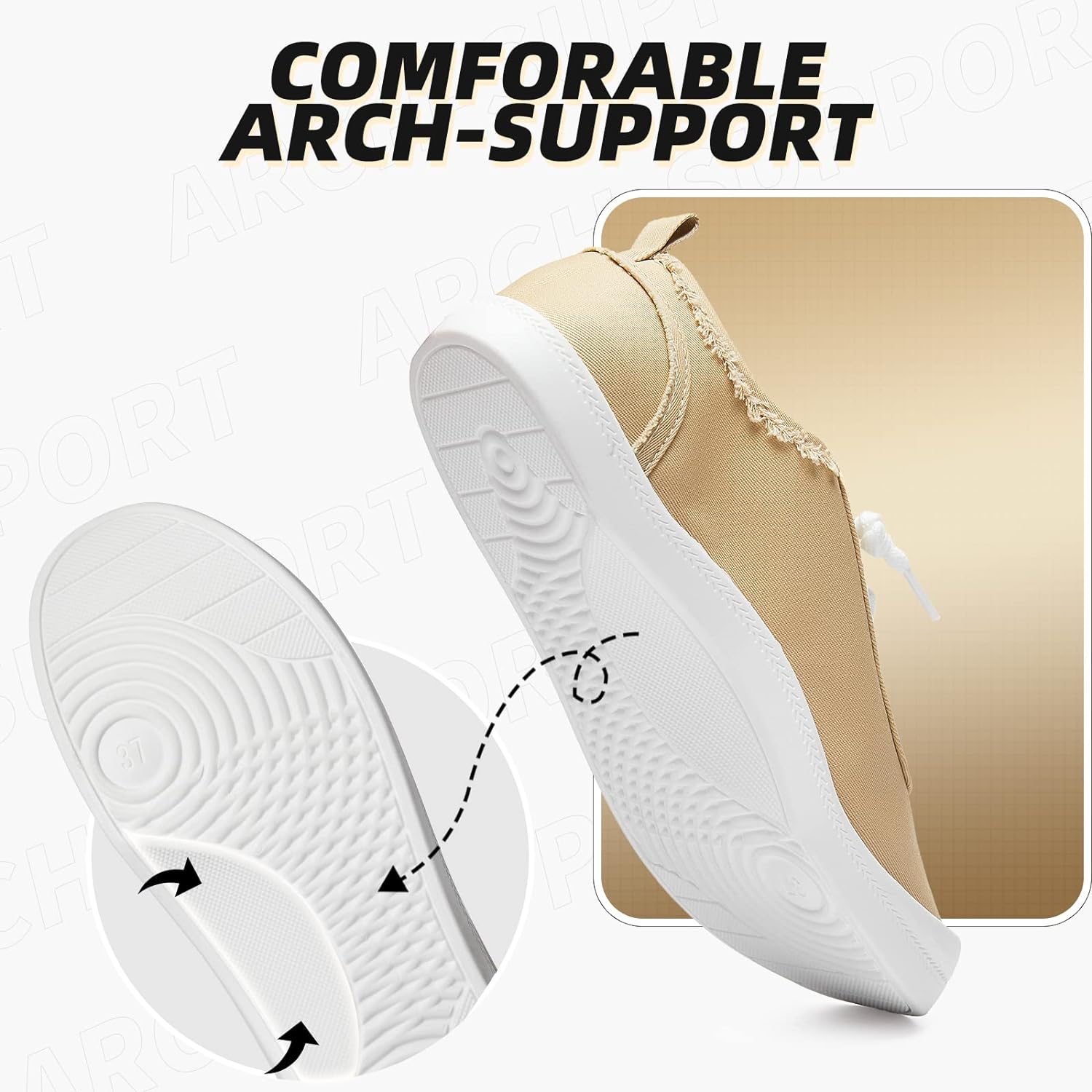 Slip On Shoes Women Casual Shoes Comfortable Canvas Sneakers Cute Shoes Tennis Shoes for Women Slip On Sneakers(Apricot,US11)