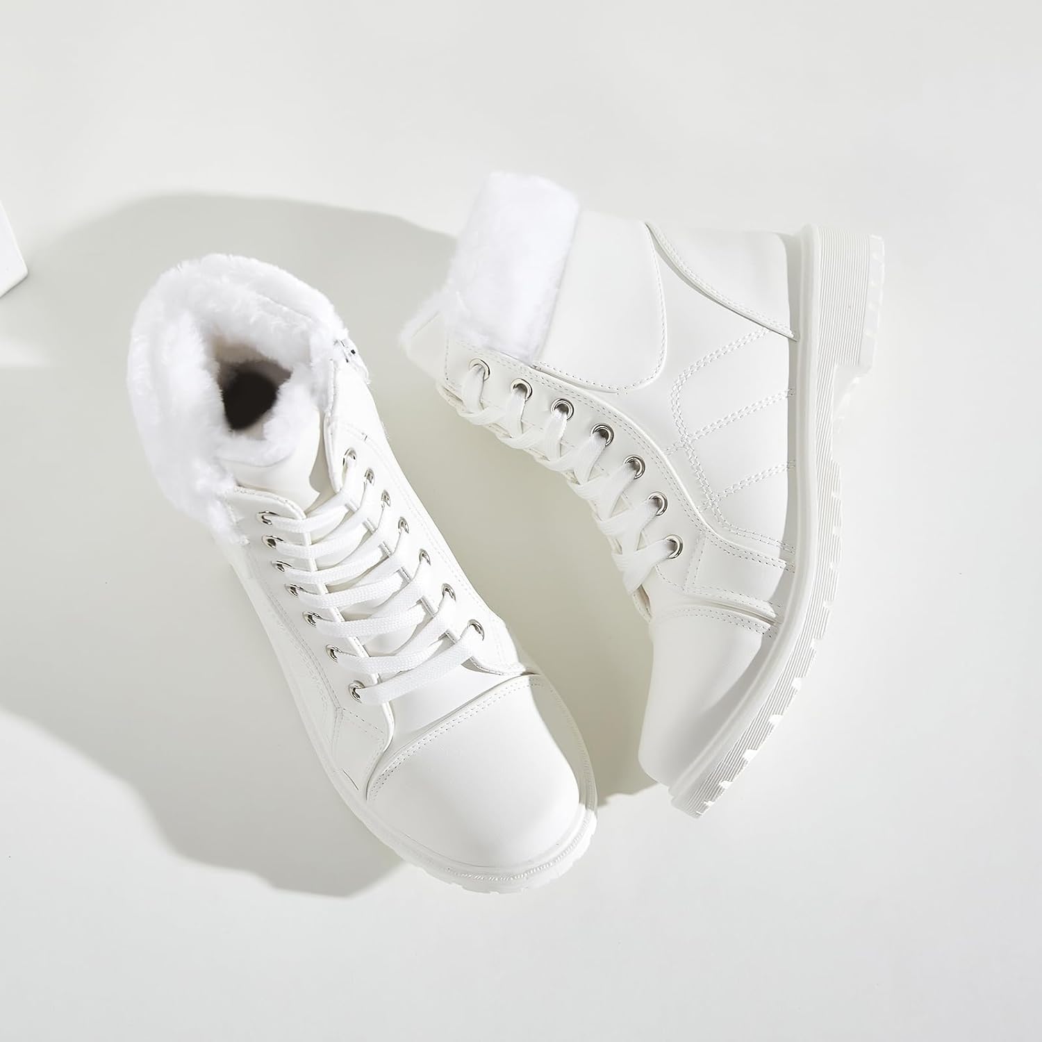 Ankle Boots For Women Lace Up Combat Boots Winter Boots Fashion Snow Boots For Girls Ankle Booties Winter Shoes