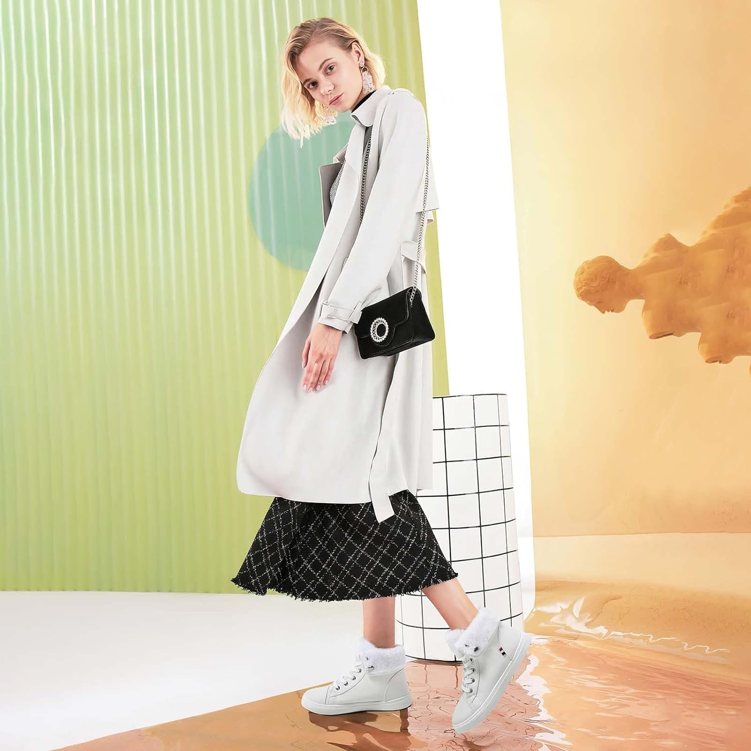 Ankle Boots For Women Lace Up Combat Boots Winter Boots Fashion Snow Boots For Girls Ankle Booties Winter Shoes