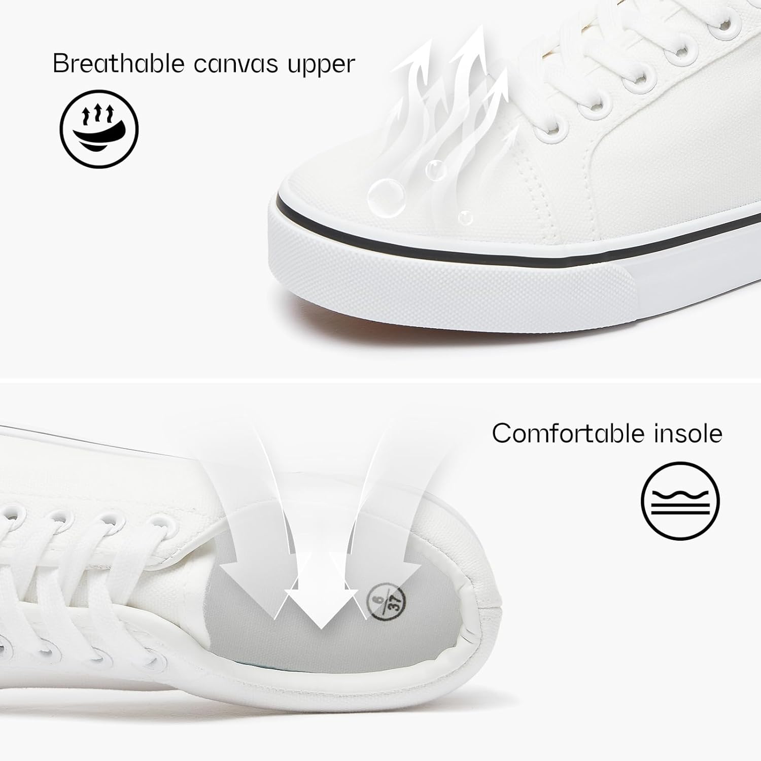 Canvas Shoes for Women White Canvas Sneakers Womens Casual Shoes Low Top Black Sneakers Comfortable Tennis Shoes