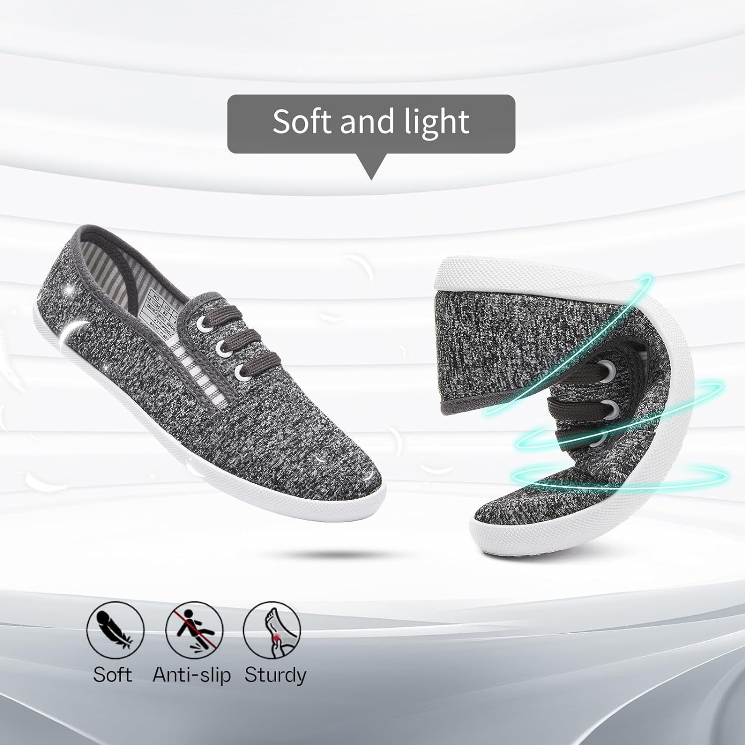 Women's Canvas Slip on Sneakers Casual Slip on Walking Shoes Womens Tennis Shoes Flat Dress Shoes Non Slip Work Shoes