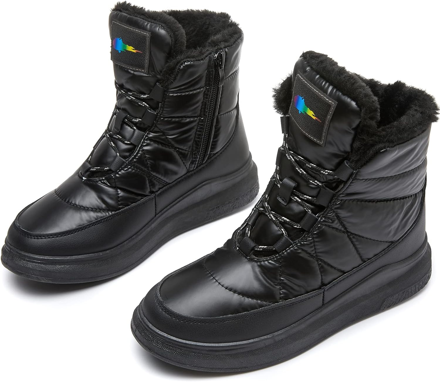 Women's Ankle Boots Winter Snow boots Fur Lined Warm Booties Girls Snow boot Lace Up Ankle boot