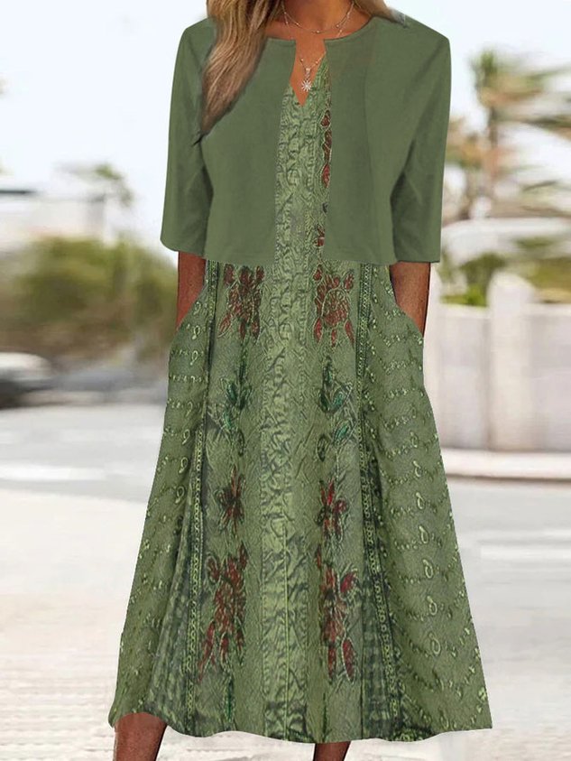 Ethnic Knitted Casual Two-Piece Set