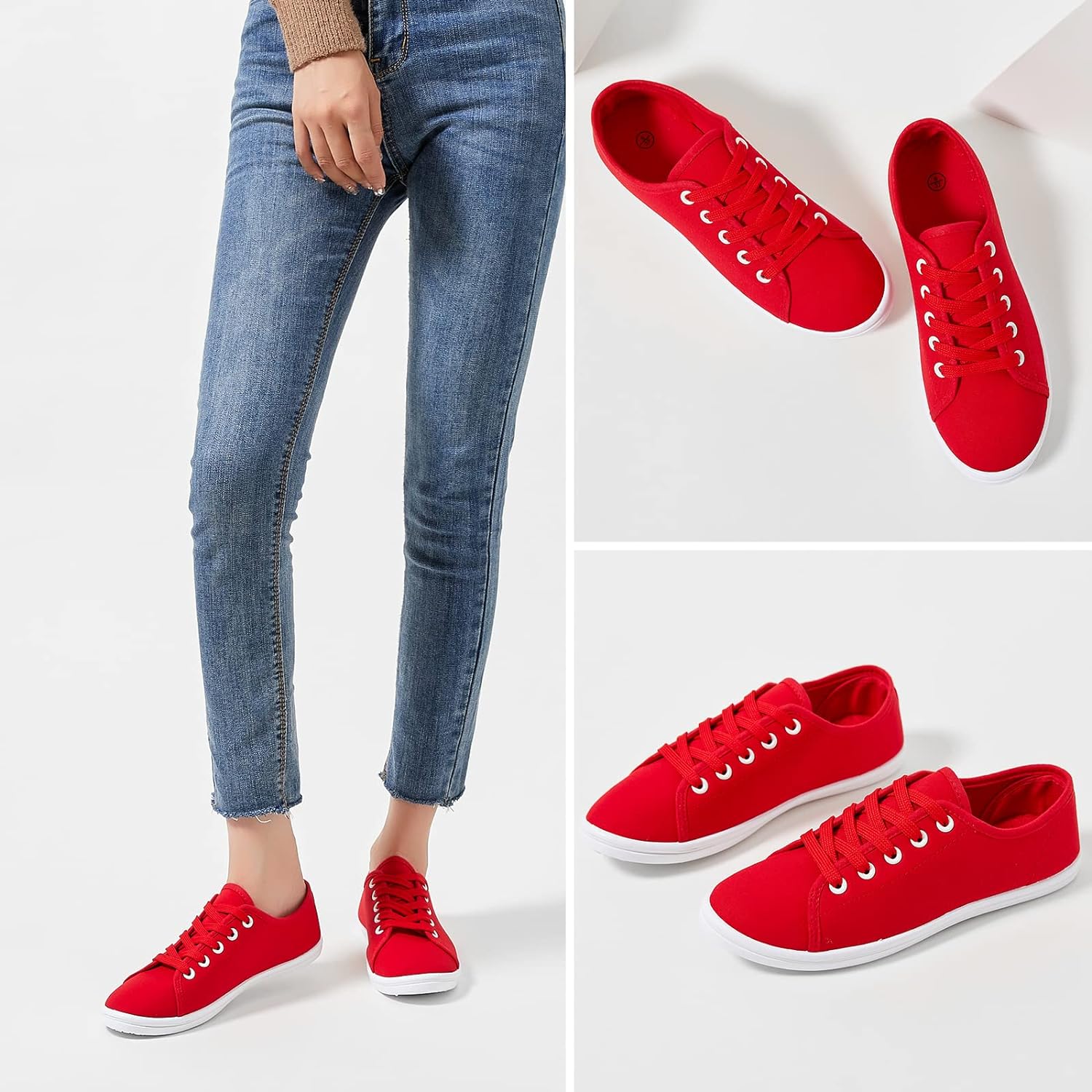 Women's Canvas Slip on Sneakers Casual Slip on Walking Shoes Womens Tennis Shoes Flat Dress Shoes Non Slip Work Shoes