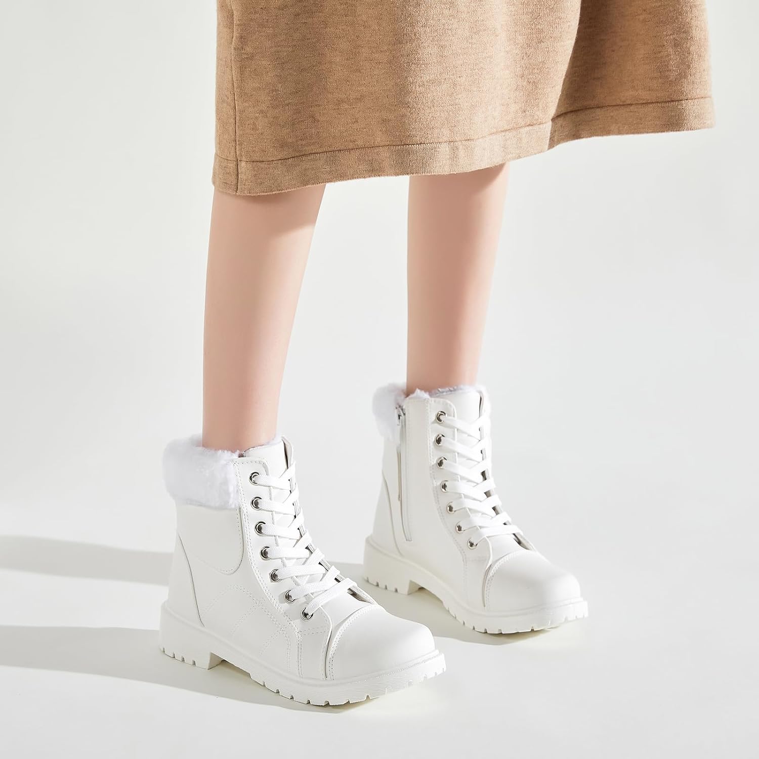 Ankle Boots For Women Lace Up Combat Boots Winter Boots Fashion Snow Boots For Girls Ankle Booties Winter Shoes