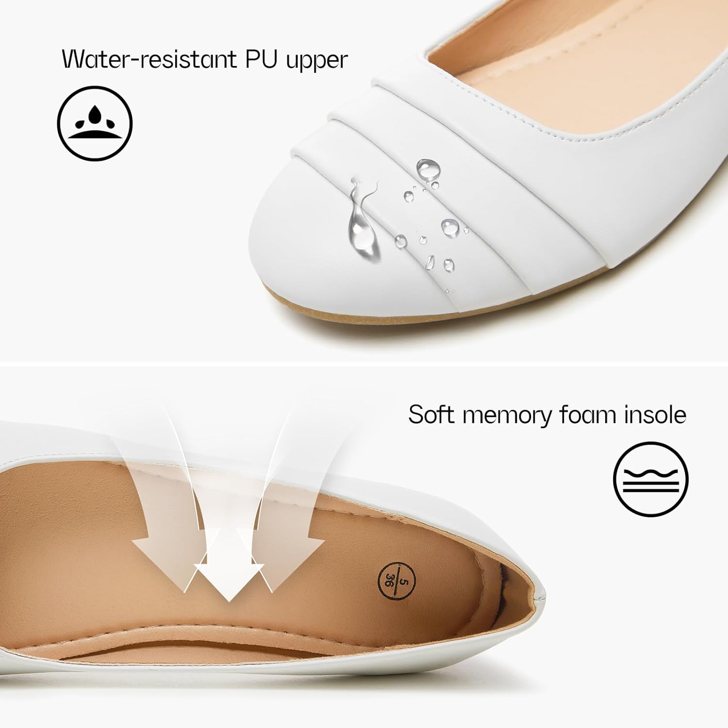 Flats for Women Dressy Comfortable Flats Shoes Womens Black Flats Leather Work Ballet Flats Round Toe Dress Shoes