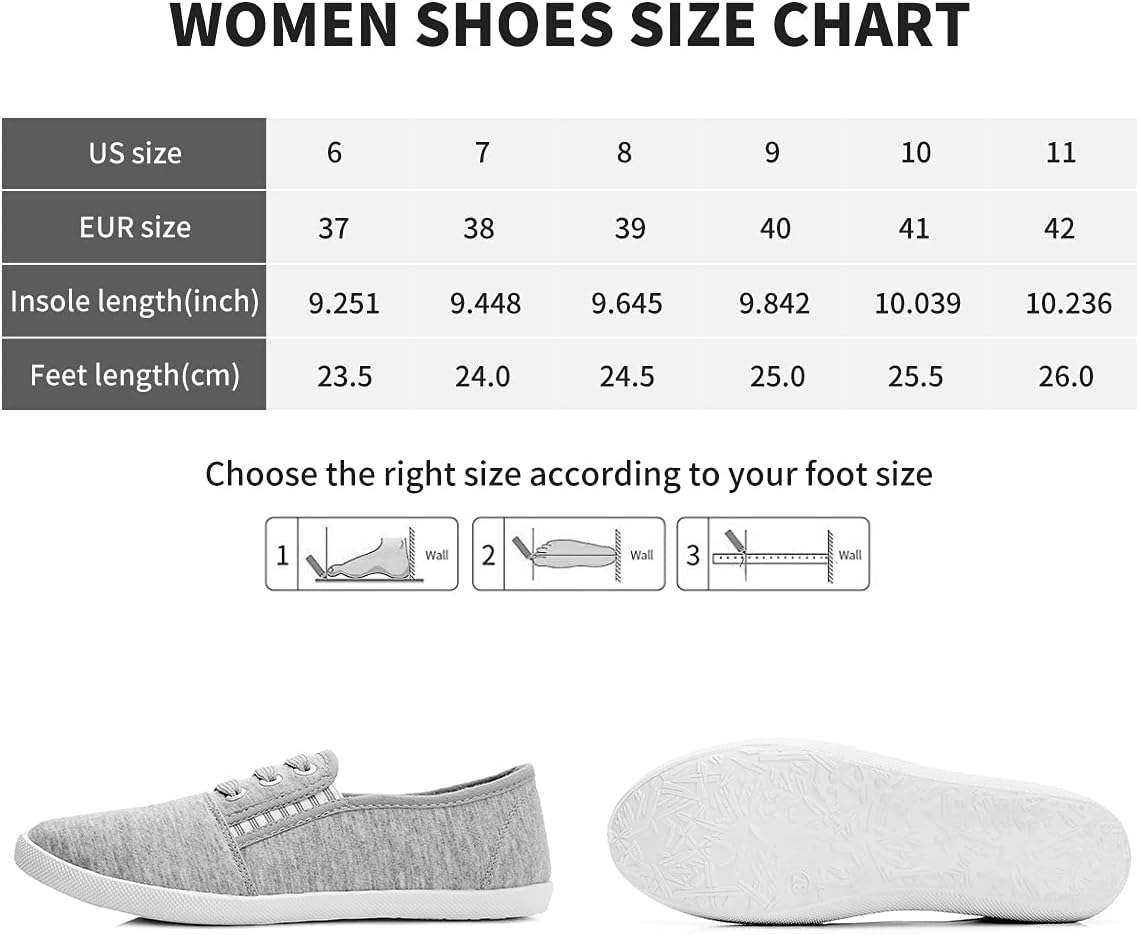 Women's Canvas Slip on Sneakers Casual Slip on Walking Shoes Womens Tennis Shoes Flat Dress Shoes Non Slip Work Shoes