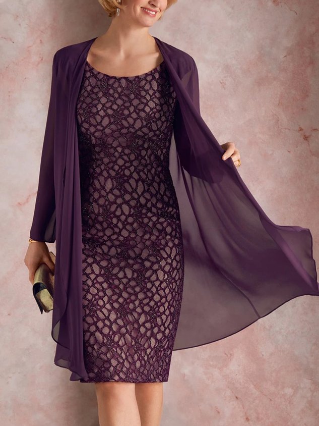 Plain Lace Elegant Regular Fit Two-Piece Set