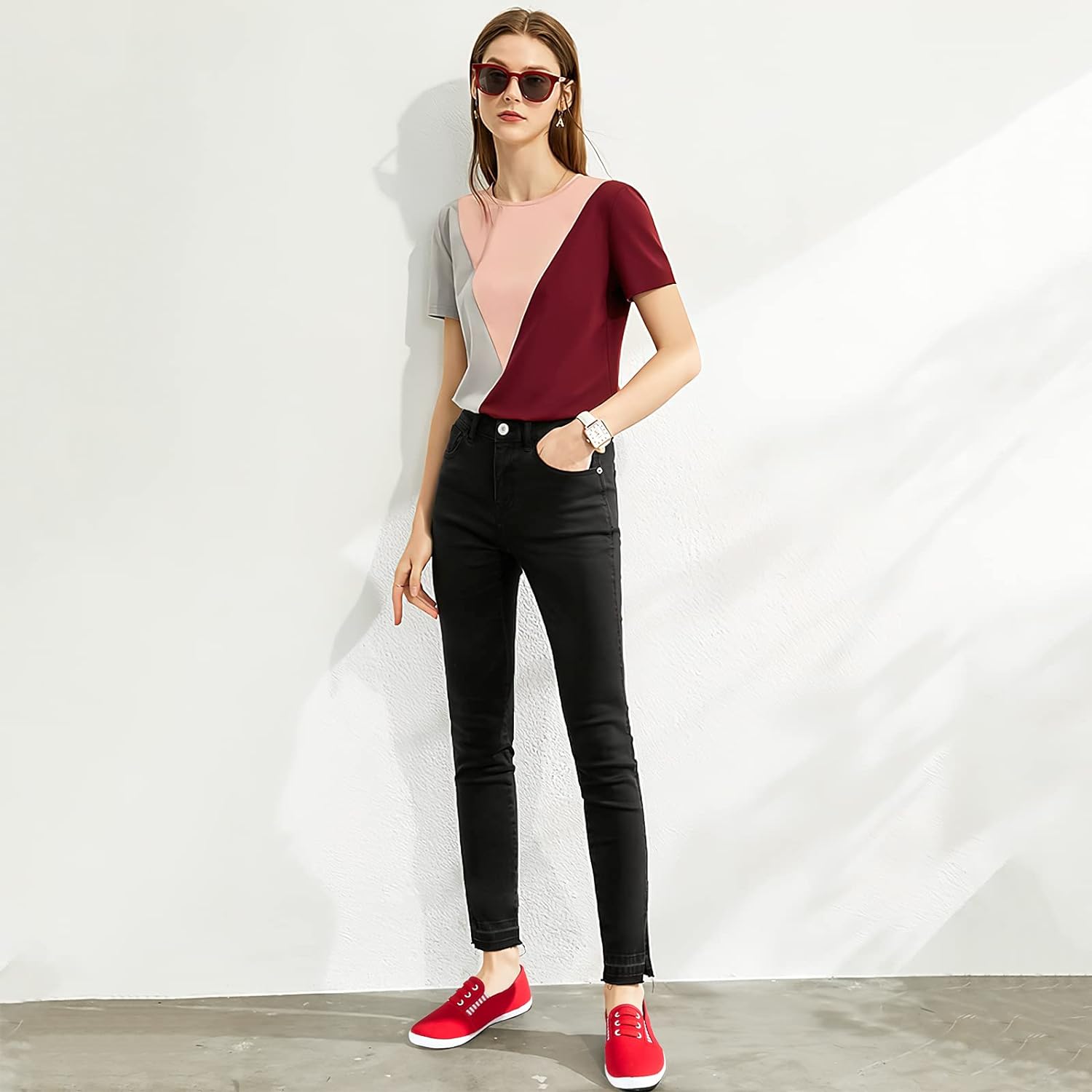 Women's Canvas Slip on Sneakers Casual Slip on Walking Shoes Womens Tennis Shoes Flat Dress Shoes Non Slip Work Shoes