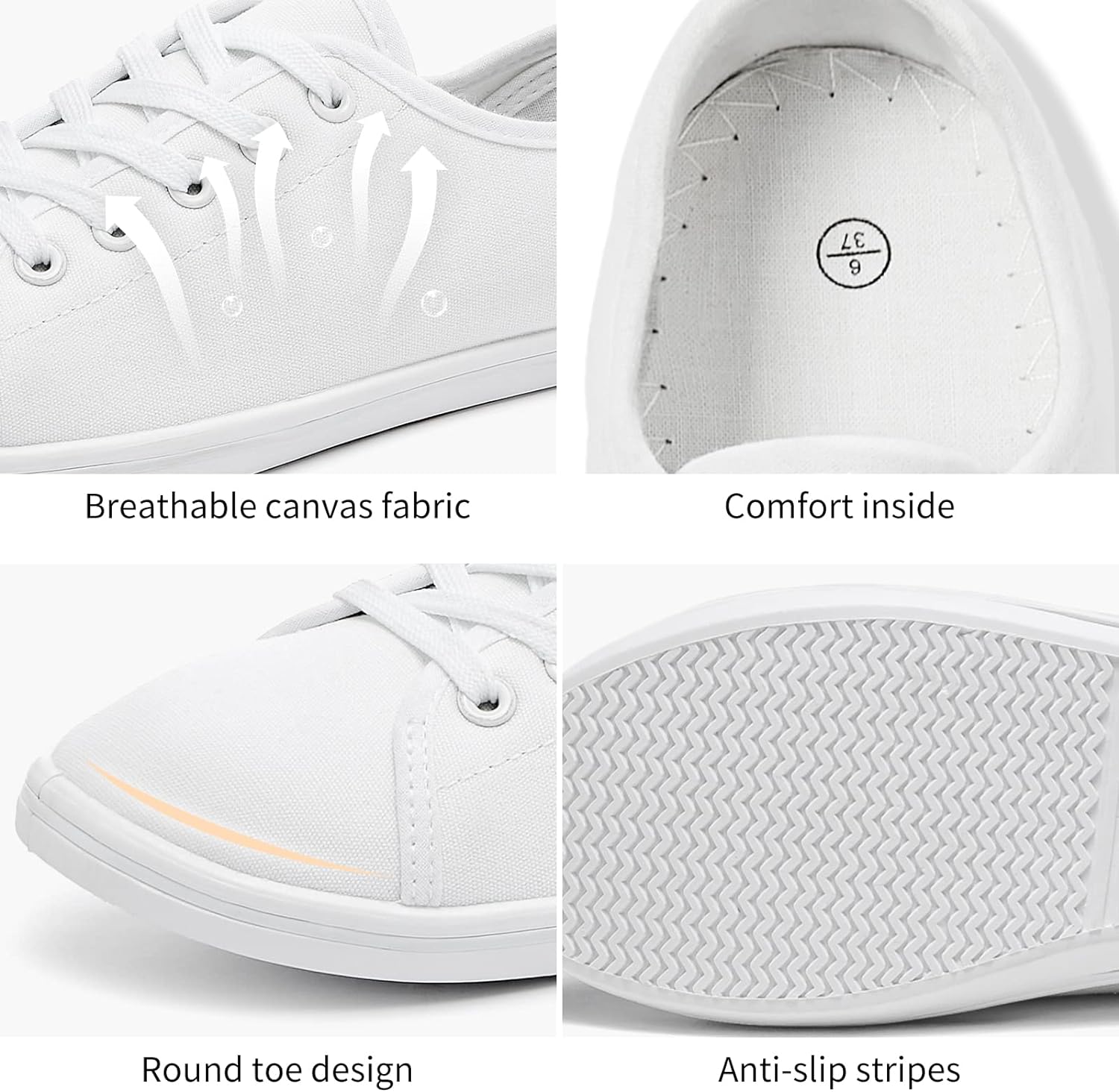 Women's Canvas Slip on Sneakers Casual Slip on Walking Shoes Womens Tennis Shoes Flat Dress Shoes Non Slip Work Shoes