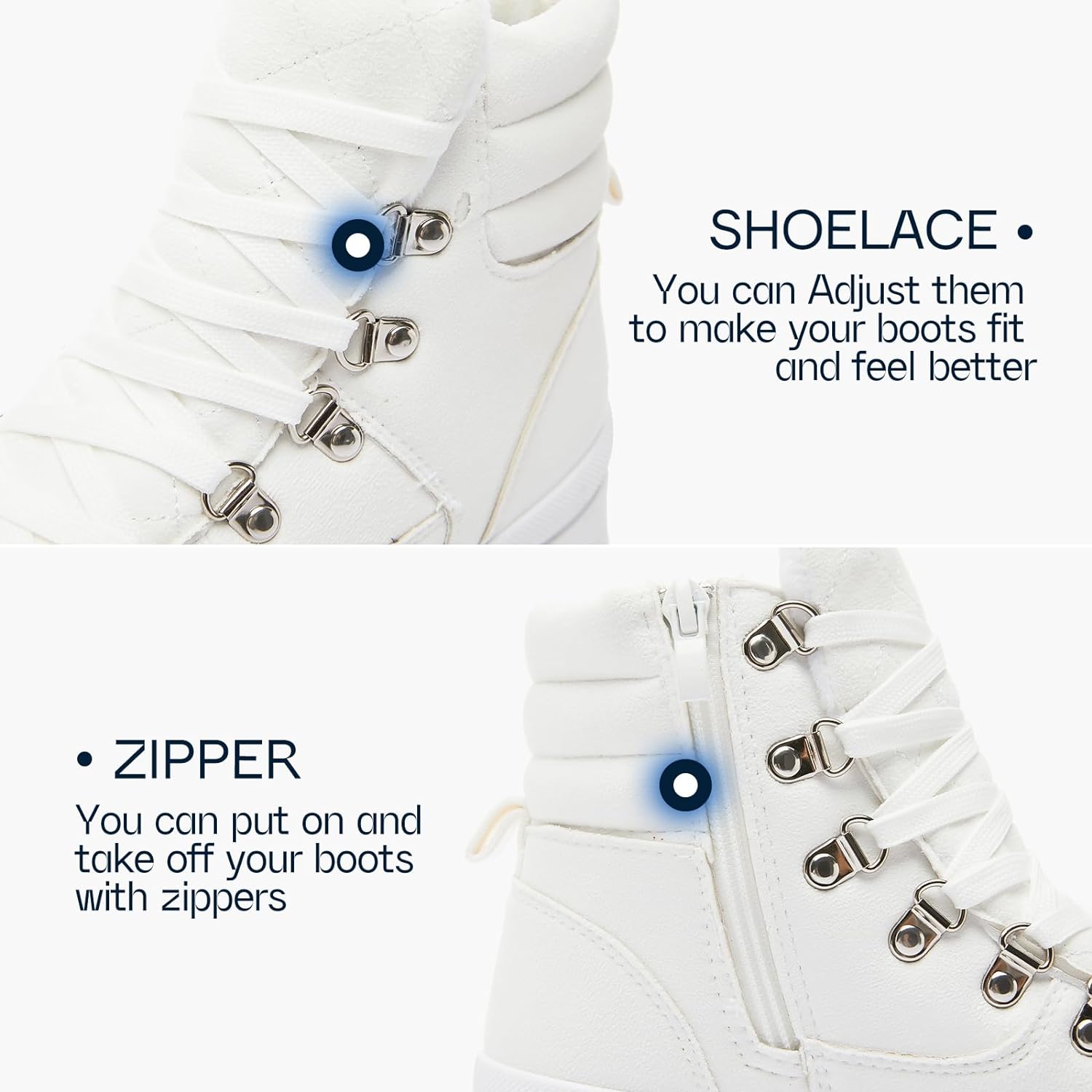 Women's Ankle Boots Winter Snow boots Fur Lined Warm Booties Girls Snow boot Lace Up Ankle boot