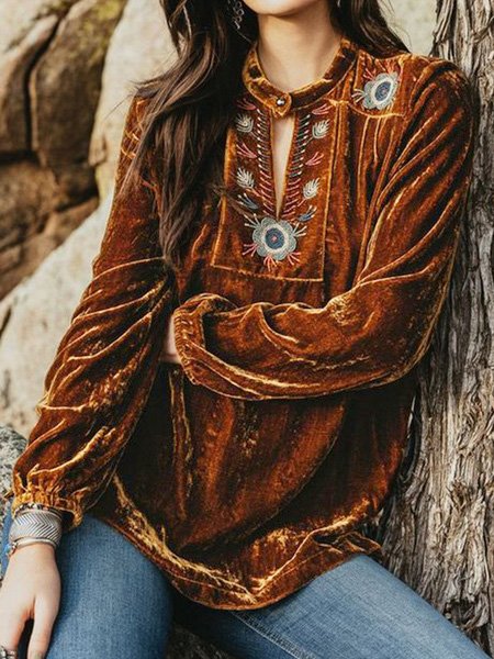 Long Sleeve Plain Regular Loose Shirt For Women