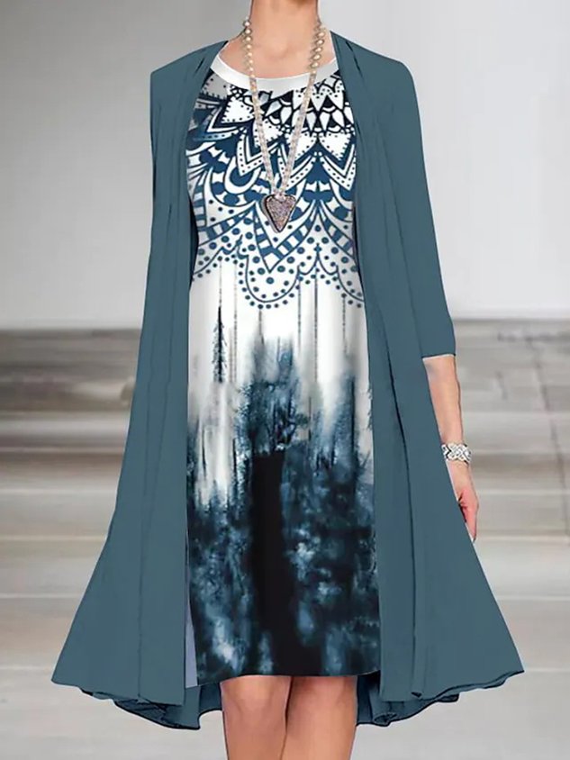 Loose Crew Neck Floral Casual Two-Piece Set