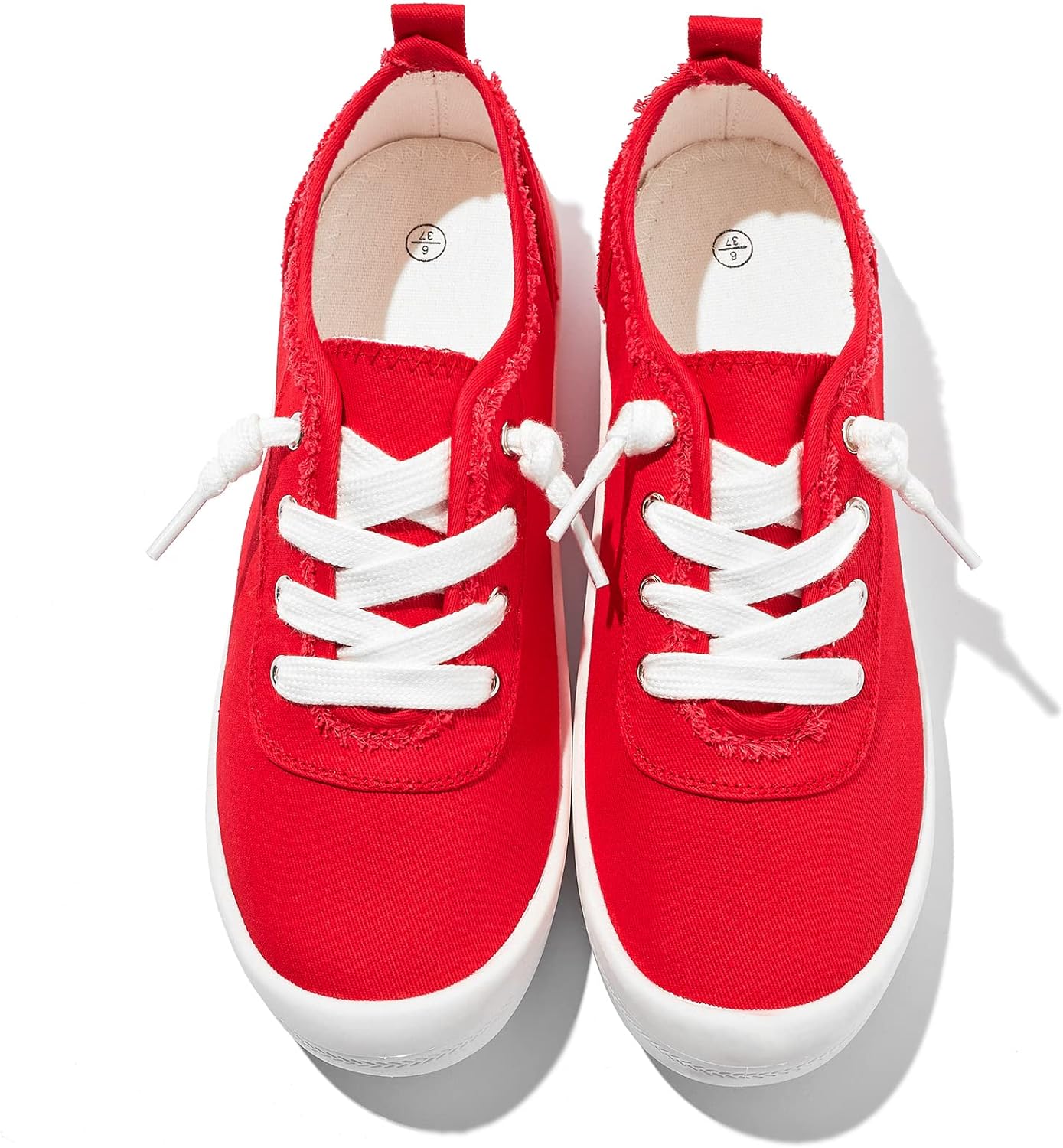 Slip On Shoes Women Casual Shoes Comfortable Canvas Sneakers Cute Shoes Tennis Shoes for Women Slip On Sneakers(Red,US8)
