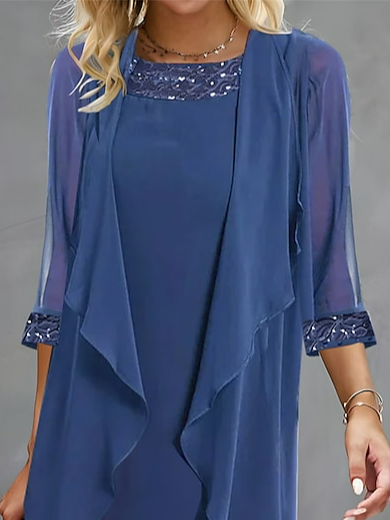 Elegant Loose Chiffon Plain Two-Piece Set