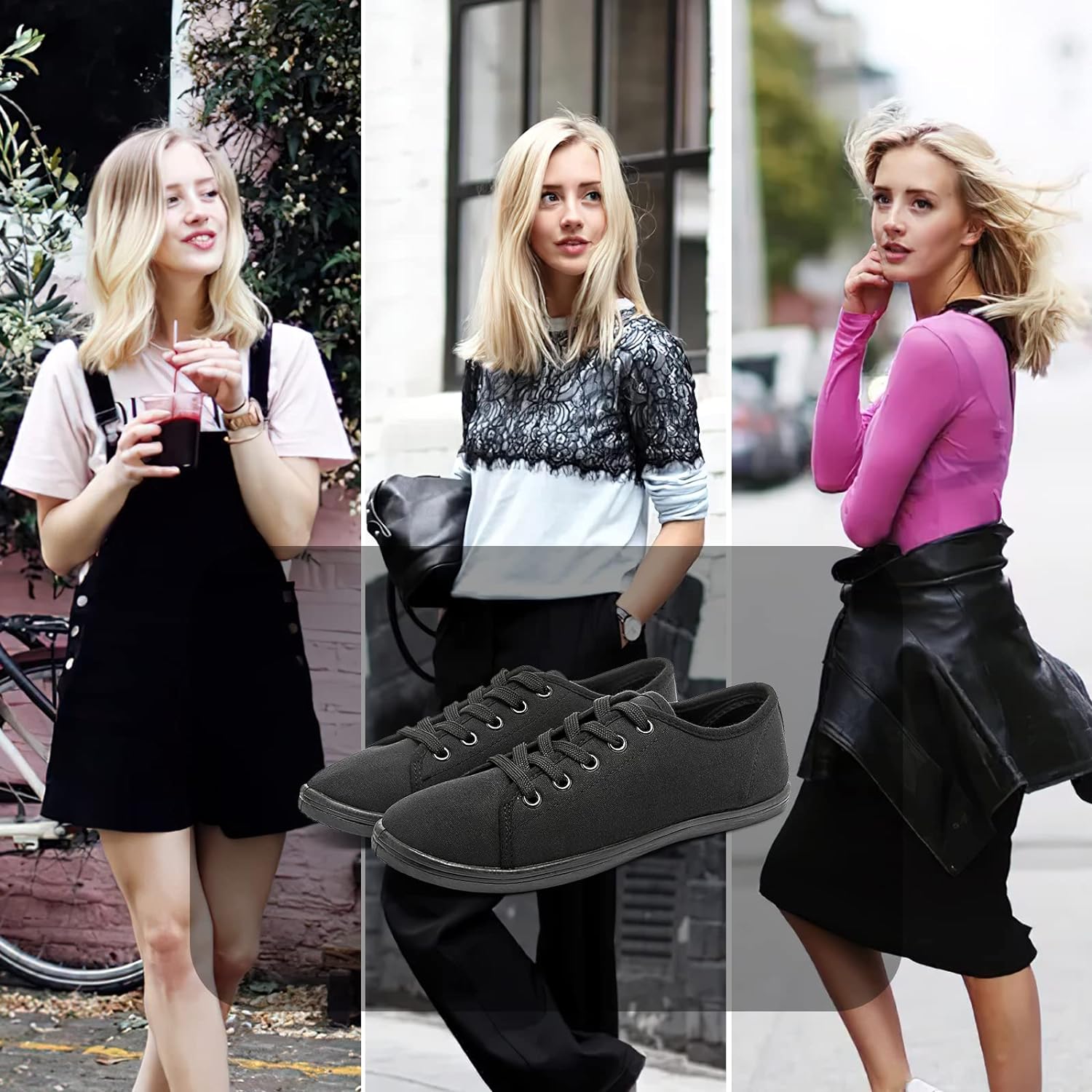 Women's Canvas Slip on Sneakers Casual Slip on Walking Shoes Womens Tennis Shoes Flat Dress Shoes Non Slip Work Shoes