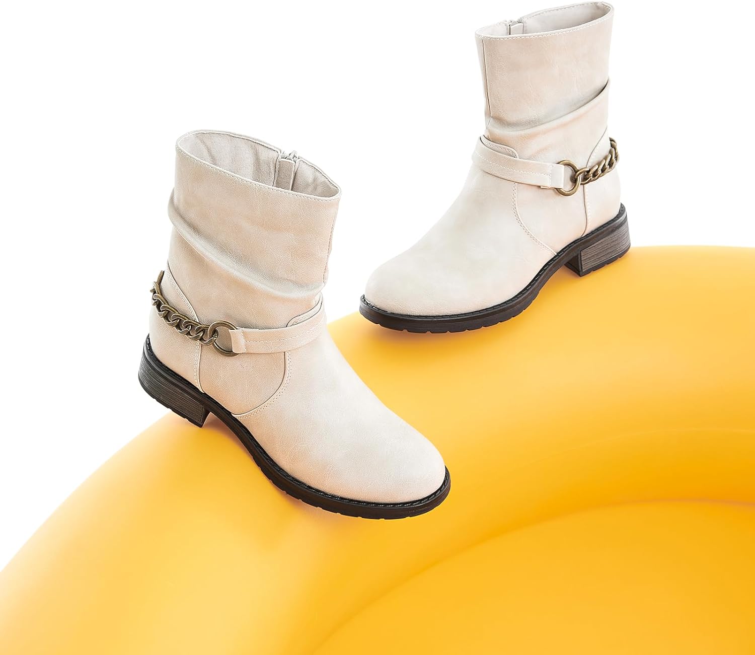 Ankle Booties For Women Low Heel Fall Boots Black Combat Boots Womens Ankle Boots With Chain Strap