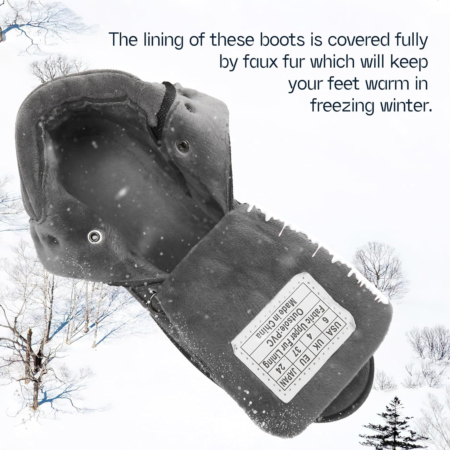 Women's Ankle Boots Winter Snow boots Fur Lined Warm Booties Girls Snow boot Lace Up Ankle boot