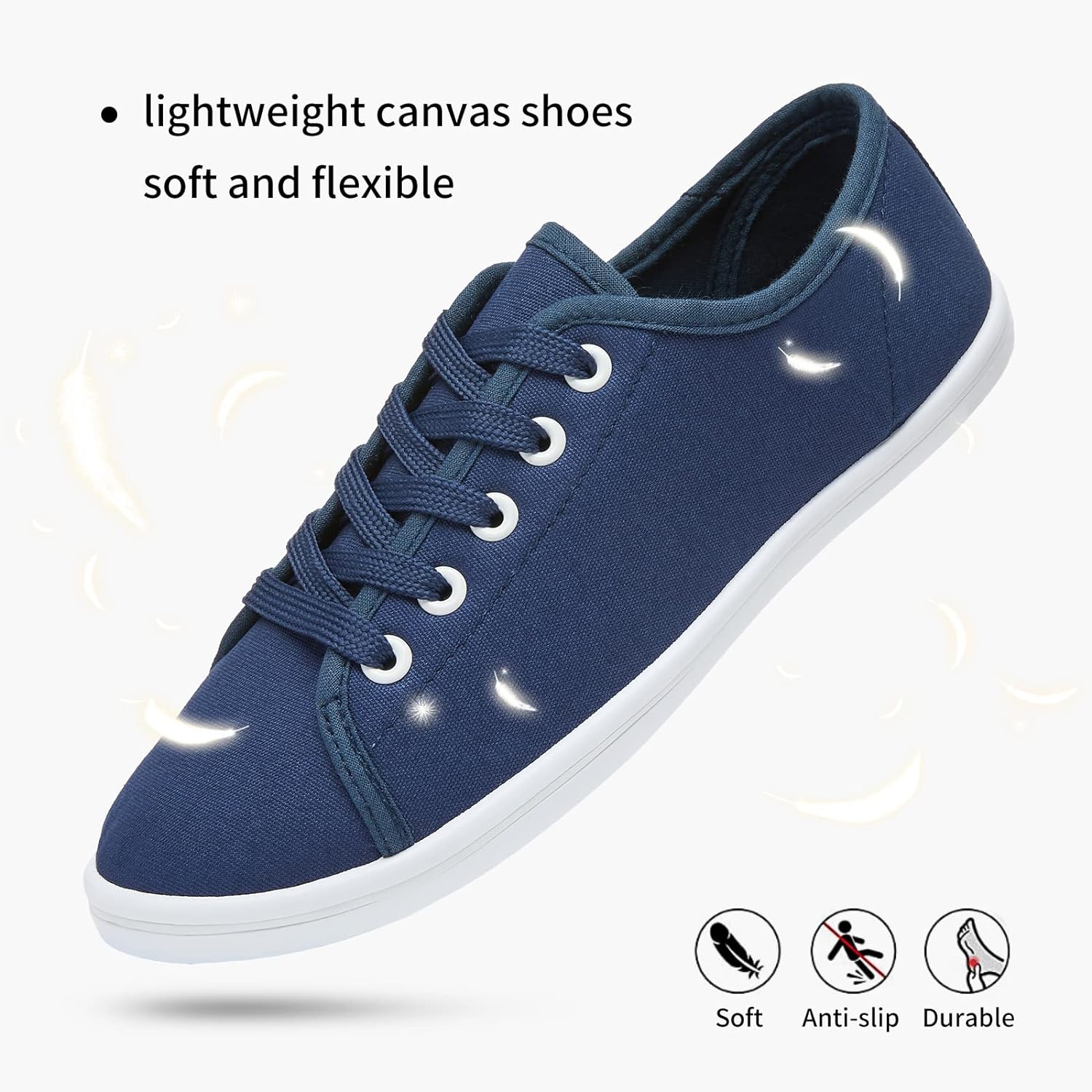 Women's Canvas Slip on Sneakers Casual Slip on Walking Shoes Womens Tennis Shoes Flat Dress Shoes Non Slip Work Shoes