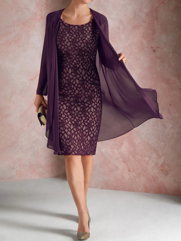 Plain Lace Elegant Regular Fit Two-Piece Set