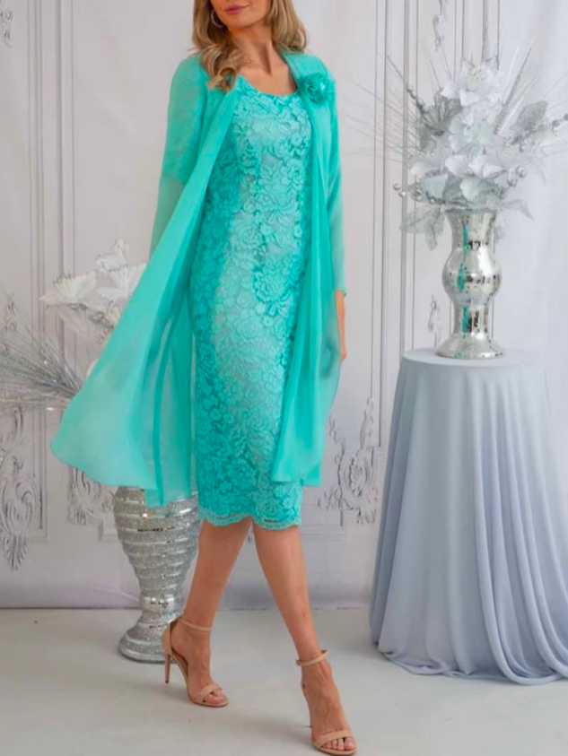 Loose Chiffon Crew Neck Elegant Two-Piece Set