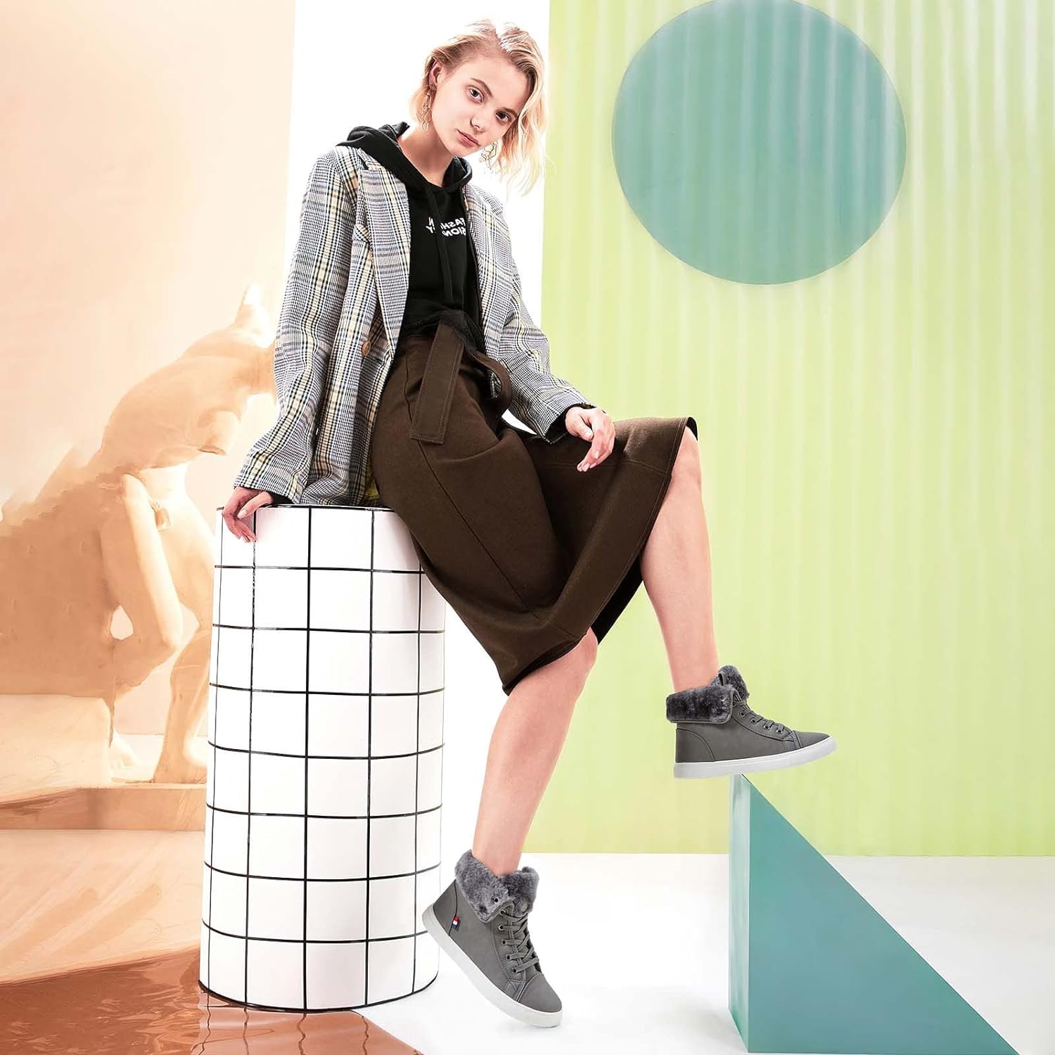 Ankle Boots For Women Lace Up Combat Boots Winter Boots Fashion Snow Boots For Girls Ankle Booties Winter Shoes