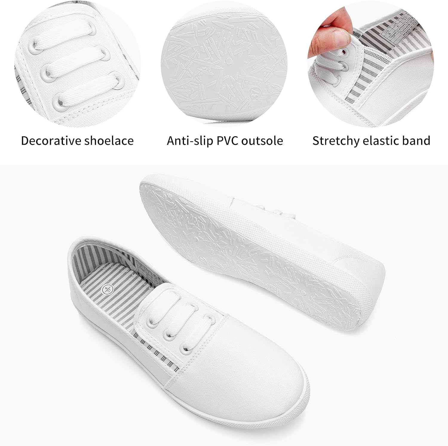 Women's Canvas Slip on Sneakers Casual Slip on Walking Shoes Womens Tennis Shoes Flat Dress Shoes Non Slip Work Shoes