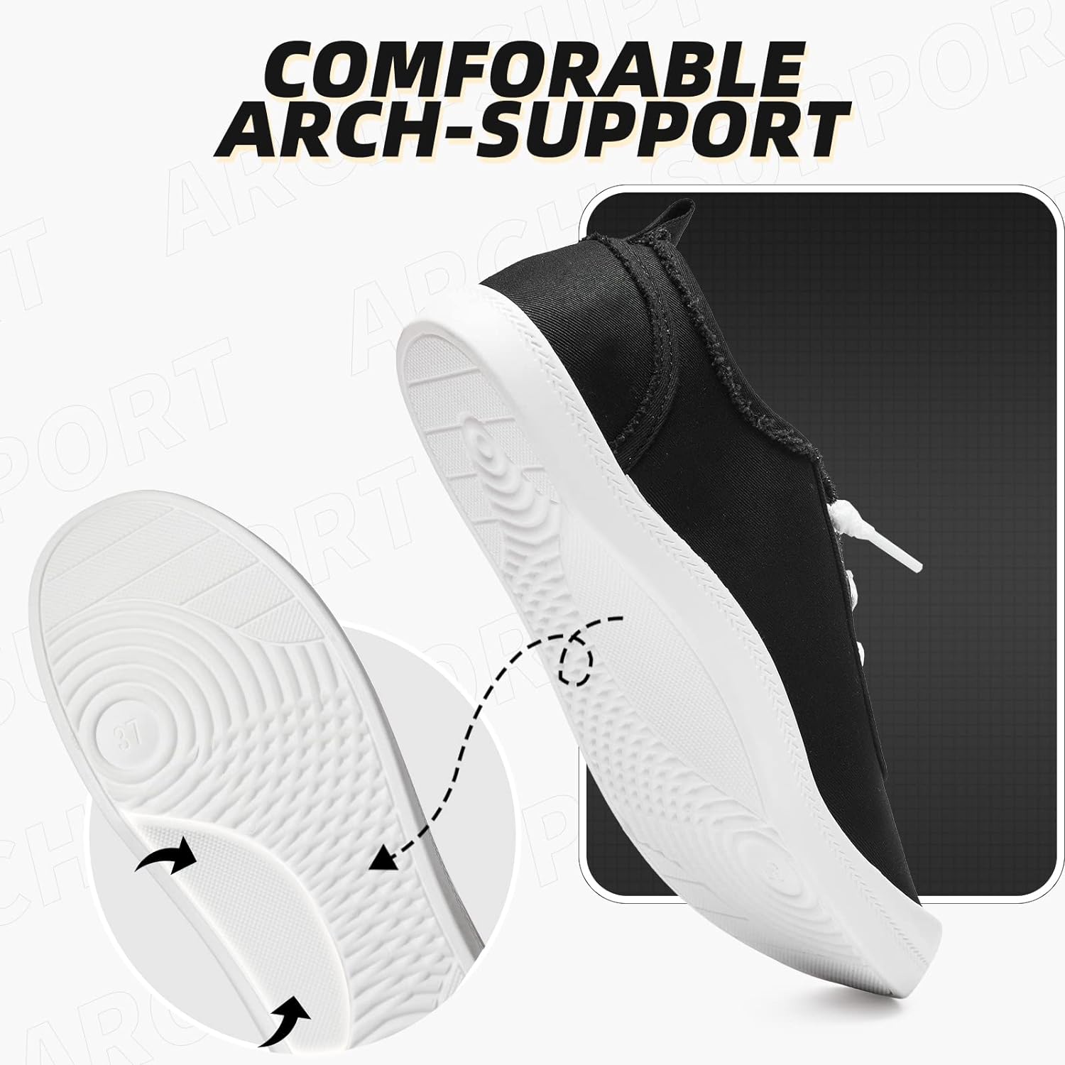 Slip On Shoes Women Casual Shoes Comfortable Canvas Sneakers Cute Shoes Tennis Shoes for Women Slip On Sneakers(Black,US8)