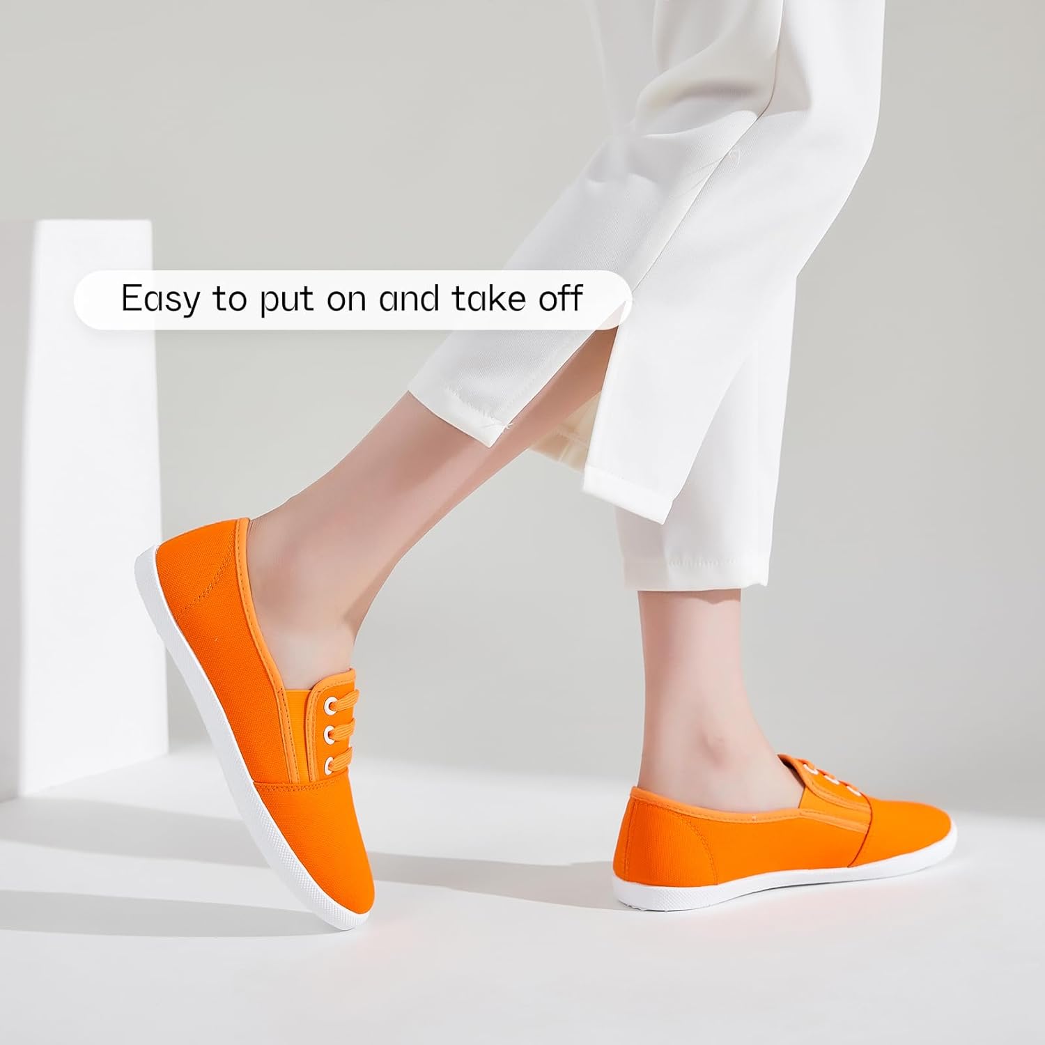 Women's Canvas Slip on Sneakers Casual Slip on Walking Shoes Womens Tennis Shoes Flat Dress Shoes Non Slip Work Shoes