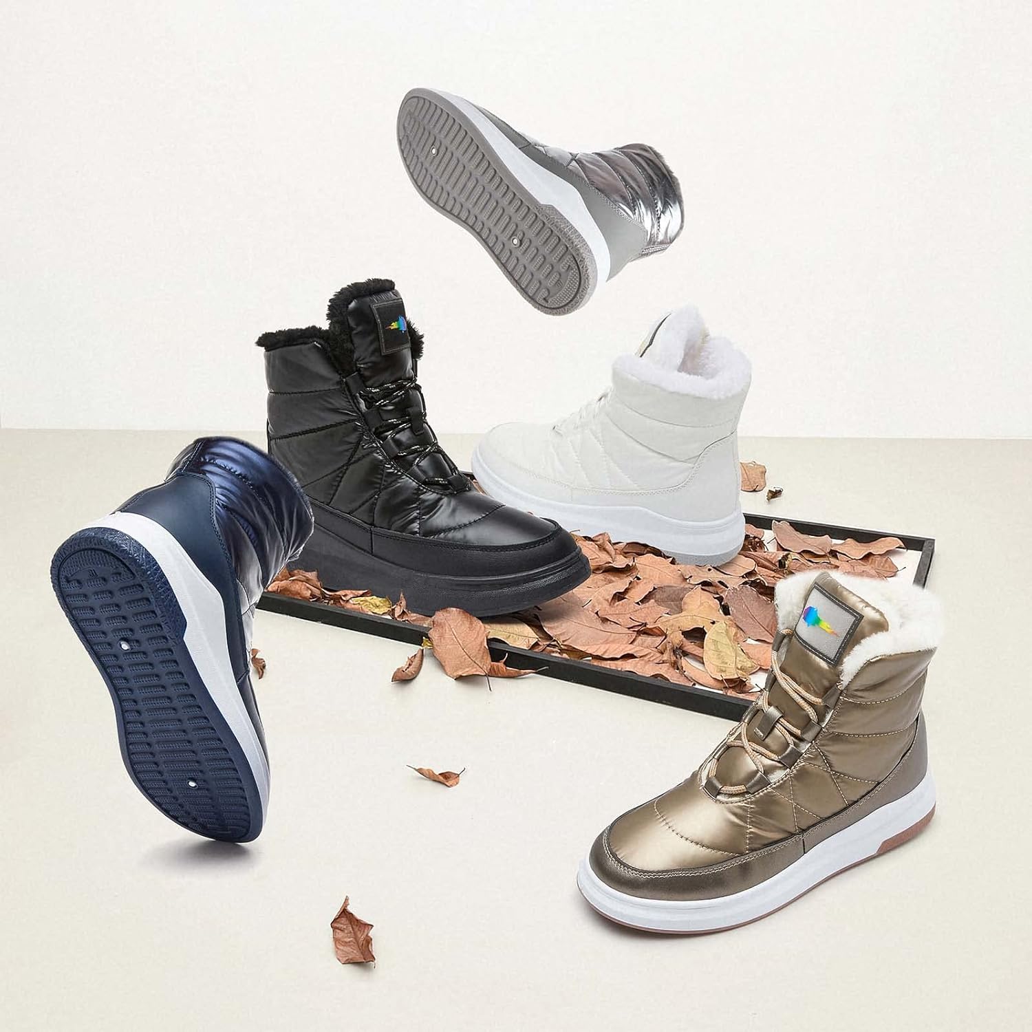 Women's Ankle Boots Winter Snow boots Fur Lined Warm Booties Girls Snow boot Lace Up Ankle boot