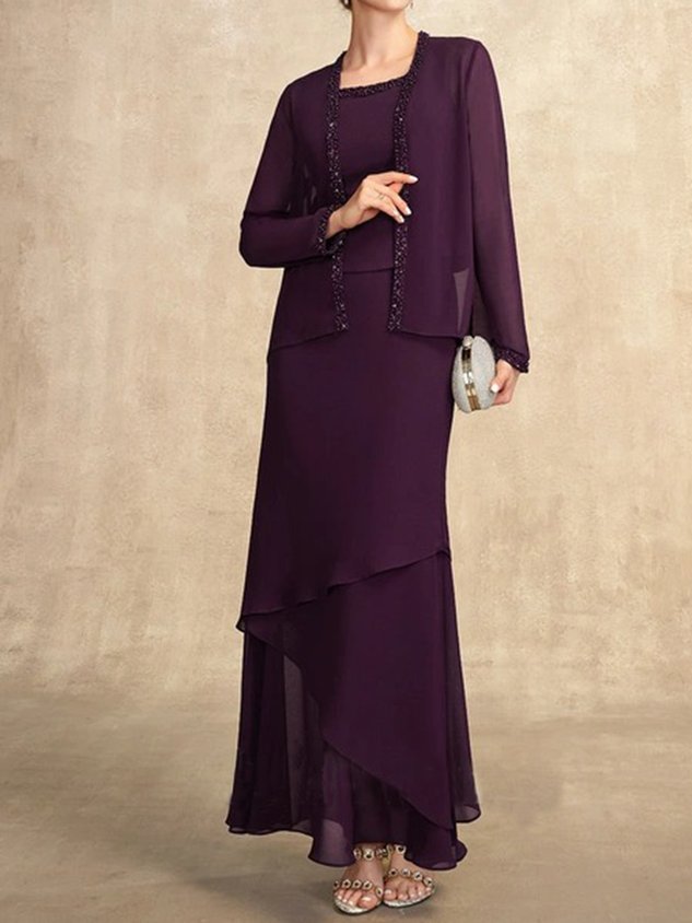 Elegant Crew Neck Two-Piece Set With No