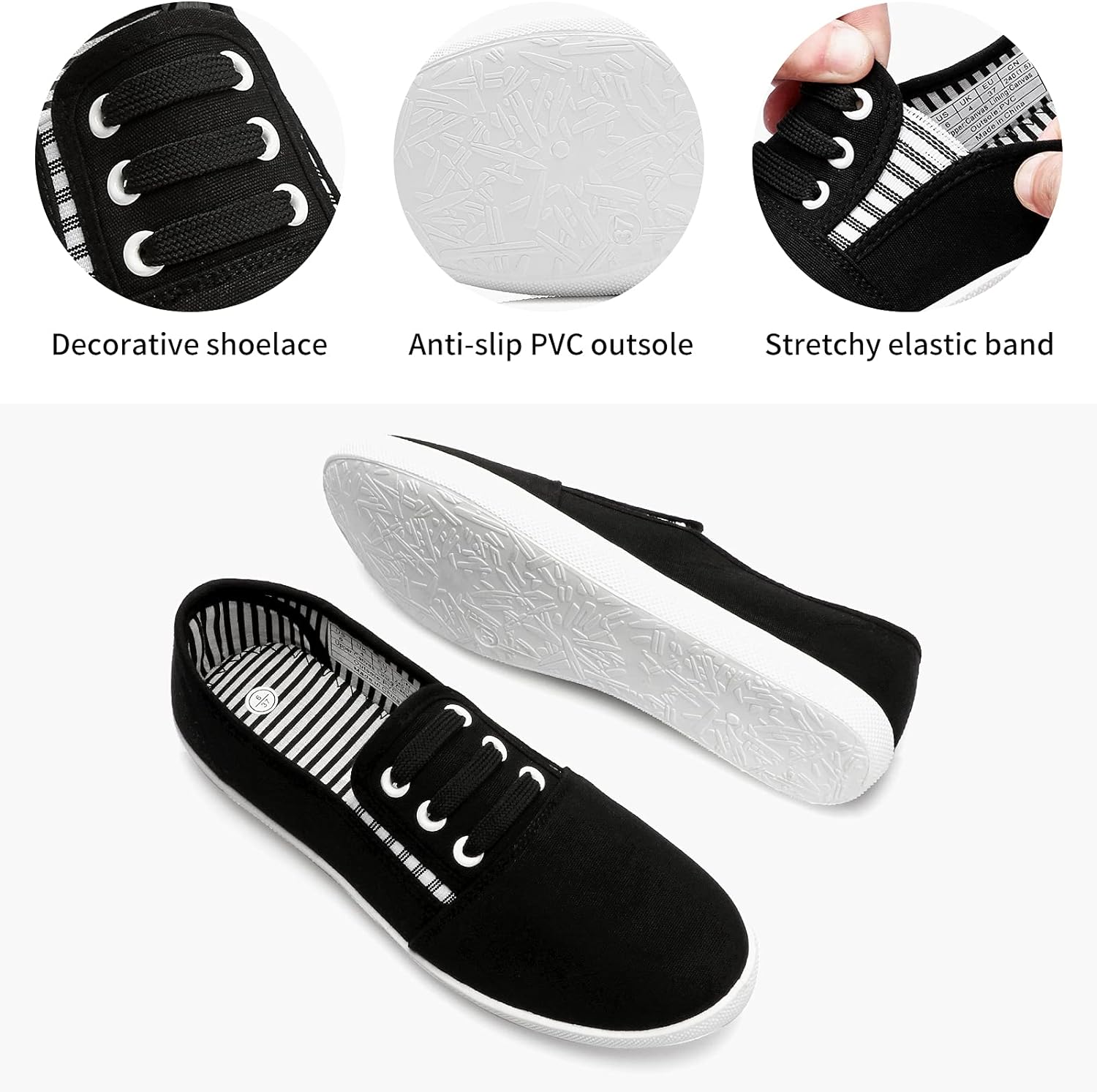 Women's Canvas Slip on Sneakers Casual Slip on Walking Shoes Womens Tennis Shoes Flat Dress Shoes Non Slip Work Shoes