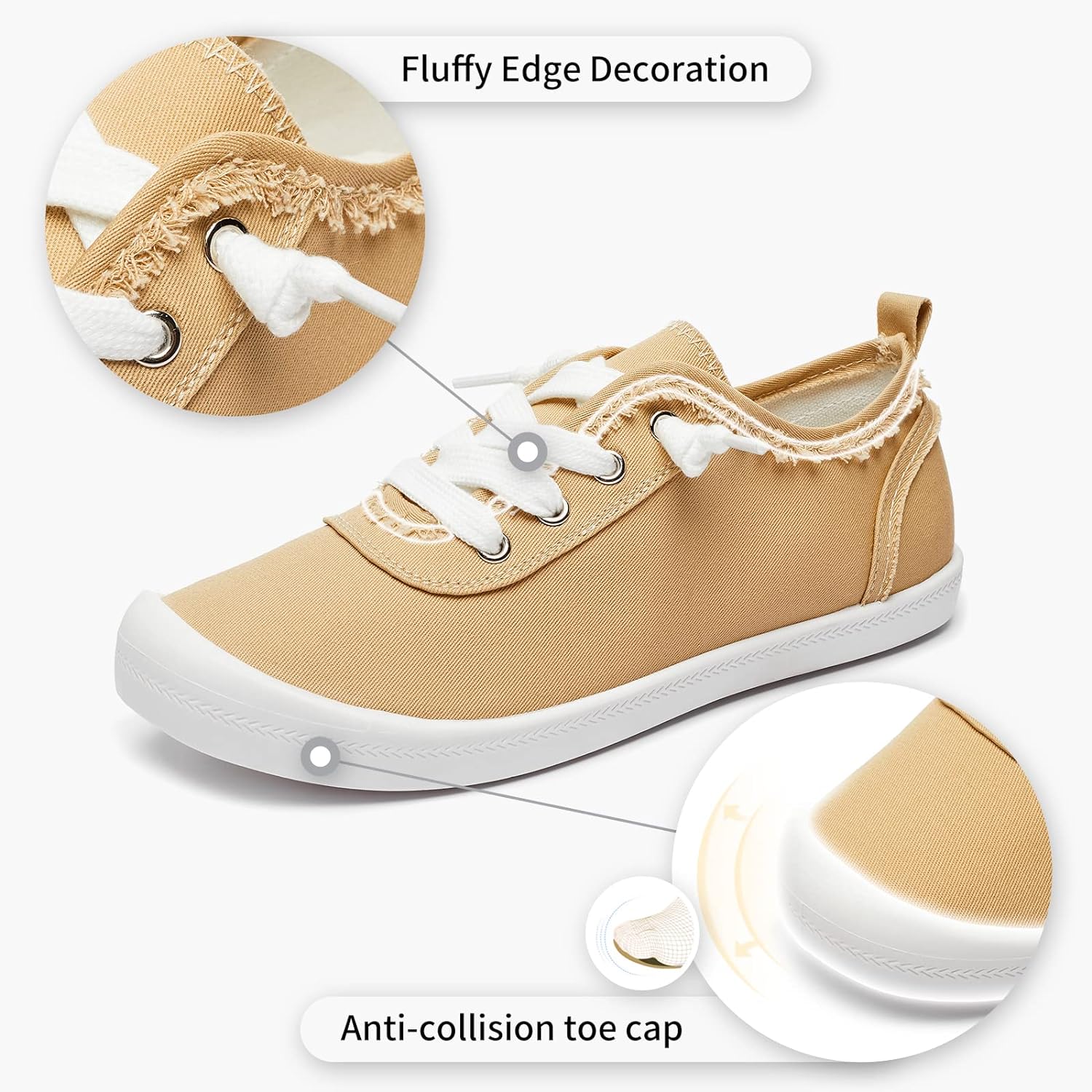 Slip On Shoes Women Casual Shoes Comfortable Canvas Sneakers Cute Shoes Tennis Shoes for Women Slip On Sneakers(Apricot,US11)