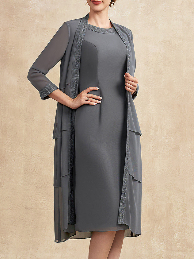 Crew Neck Regular Fit Elegant Two-Piece Set