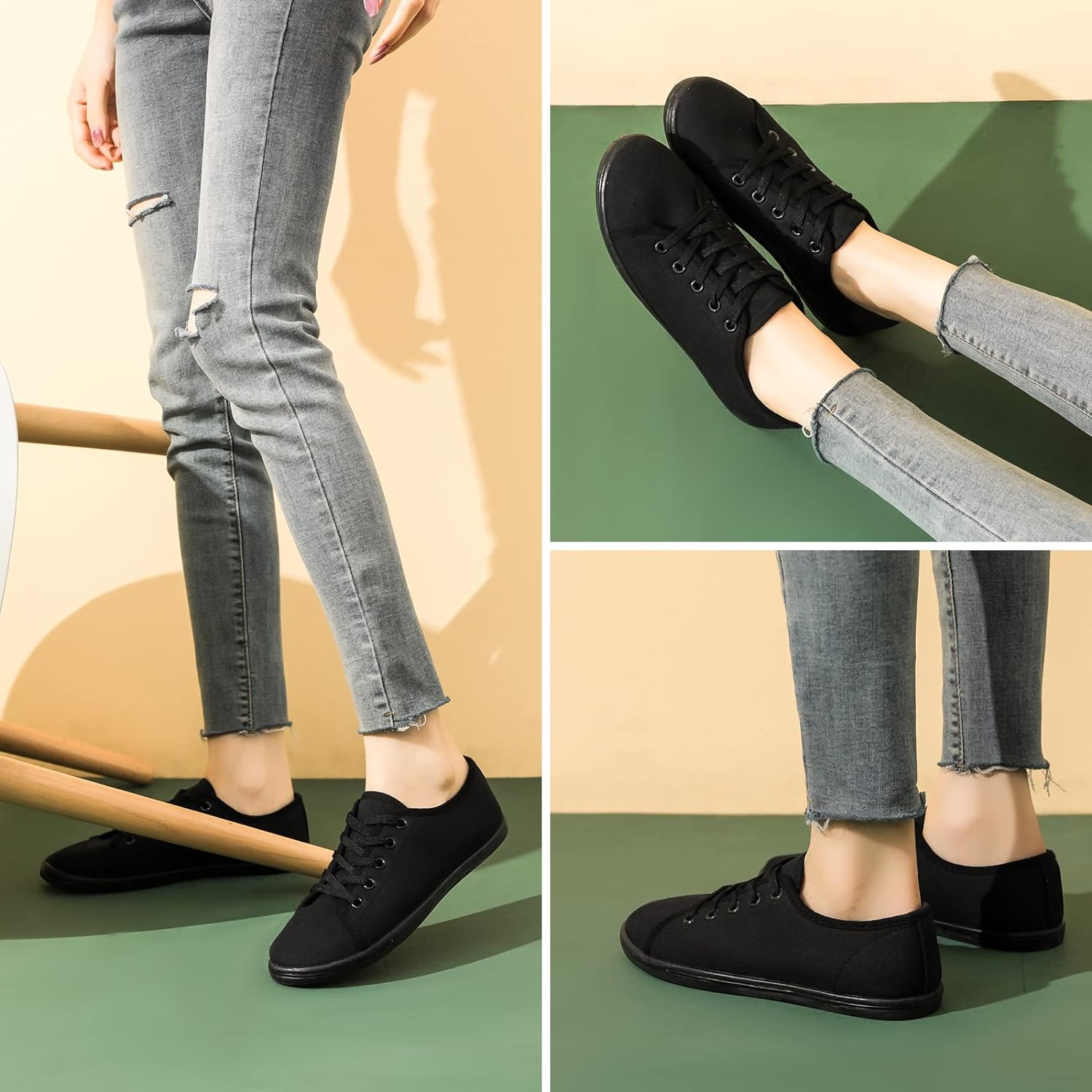 Women's Canvas Slip on Sneakers Casual Slip on Walking Shoes Womens Tennis Shoes Flat Dress Shoes Non Slip Work Shoes